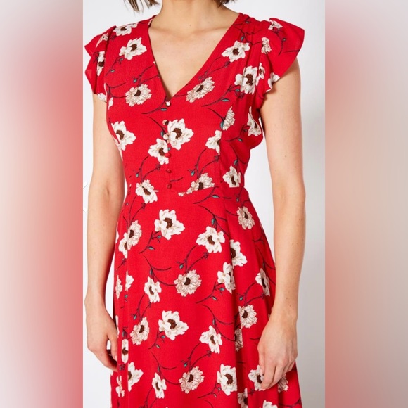 NWT Pleione Button Front V-Neck Flower Print Dress-Size Medium - Picture 4 of 12